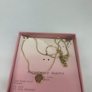 A NEW DAY 14K Flash Gold Strawberry Quartz Peace, Love, Purpose New in the Box